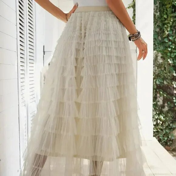 NEW! BOHO Tulle LAYERED MAXI SKIRT SZ L - Picture 5 of 6